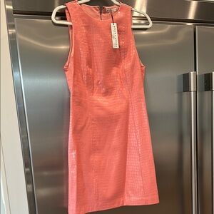 Alice + Olivia Pink Croc-Embossed Midi Dress